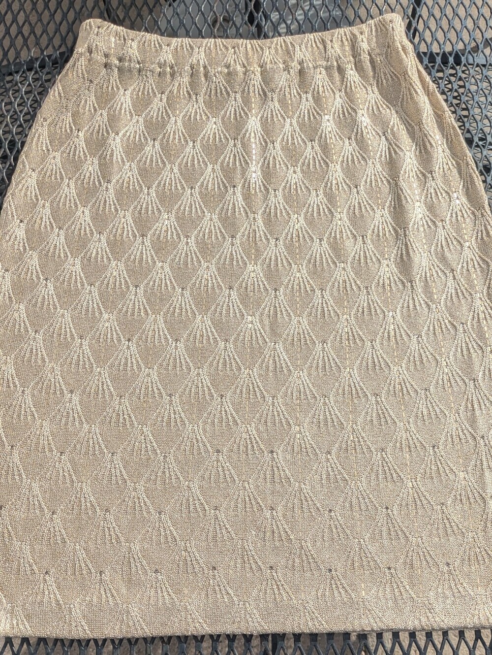 St. John Beige Knit Sculpted Pencil Skirt